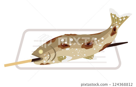 鹽烤香魚插畫 鹽烤香魚插畫 124368812