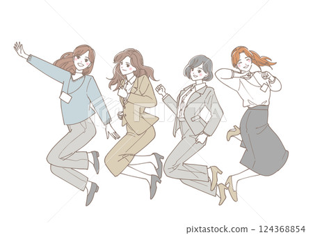 Illustration of business women jumping 124368854