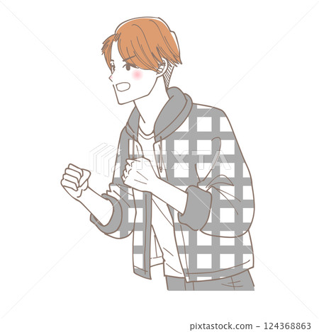 Illustration of a casually dressed man screaming 124368863