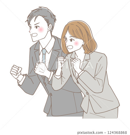 Illustration of a screaming businessman man and woman 124368868