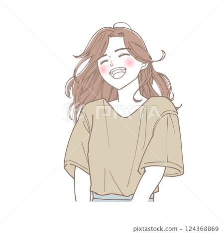 Illustration of a woman laughing out loud 124368869