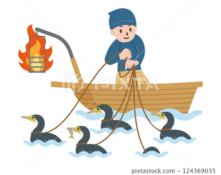 鸕鶿捕魚插圖 鸕鶿捕魚插圖 124369035