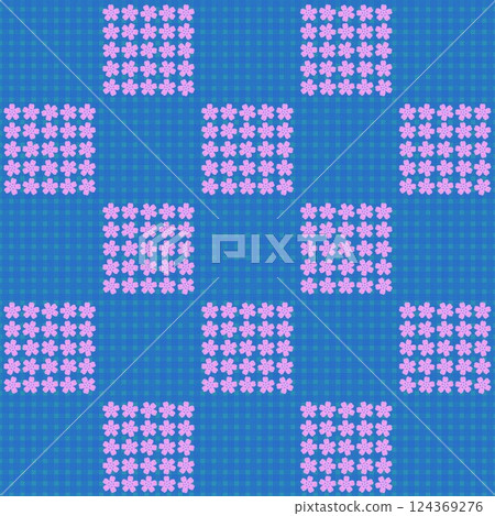 Wallpaper illustration with checkered pattern of Shibazakura motif 124369276