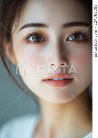 日本女性的美麗表情，柔和的陽光 124369288