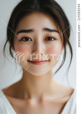 一位注重美貌的日本女性露出了溫柔的微笑。 一位注重美貌的日本女性露出了溫柔的微笑。 124369344