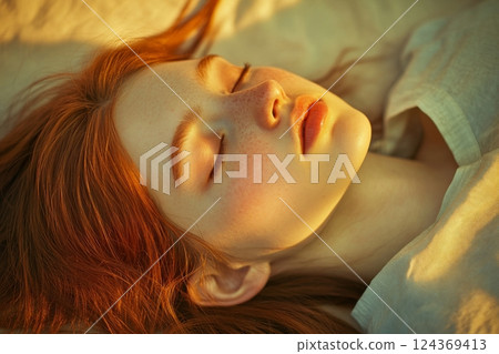Beautiful Japanese woman relaxing calm 124369413