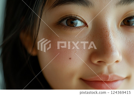 The beautiful skin and charming smiles of Japanese women are highlighted 124369415