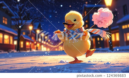 Night city and ducks 124369883