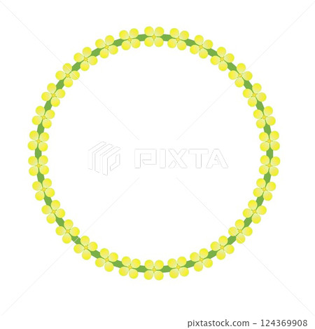 Illustration of a circular decorative frame of rape blossoms 124369908