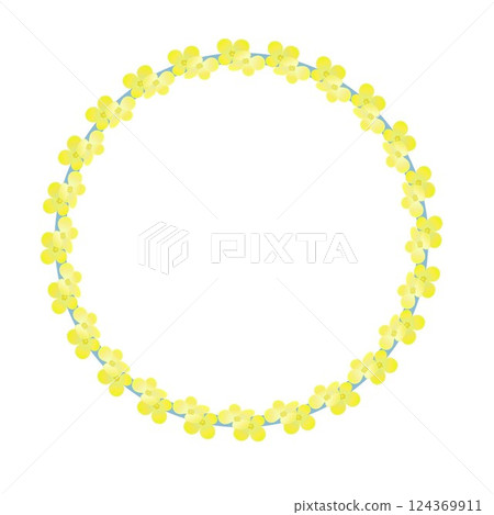 Illustration of a circular decorative frame of rape blossoms 124369911