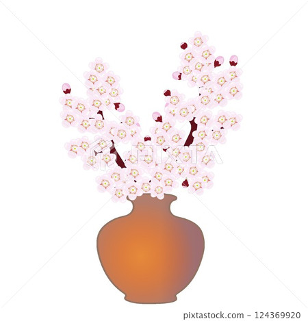 花瓶裡的櫻花插圖 花瓶裡的櫻花插圖 124369920