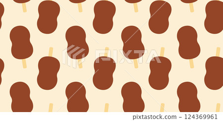 Chocolate Ice Cream Unusual Shape Seamless pattern on Beige World Ice Cream Day Background concept 124369961