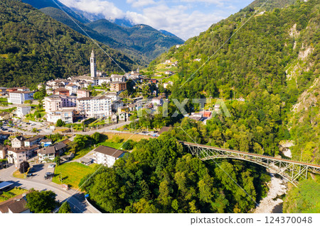 Aerial view of Swiss village Intragna 124370048