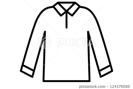Pullover shirt, simple line icon of clothing (black and white) Pullover shirt, simple line icon of clothing (black and white) 124370080
