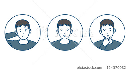 一位年輕男子的面部表情集插圖 124370082