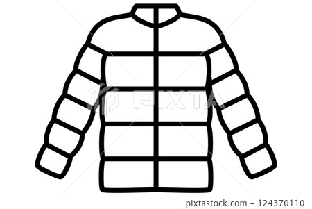 Down jacket, simple line icon of clothing (black and white) Down jacket, simple line icon of clothing (black and white) 124370110