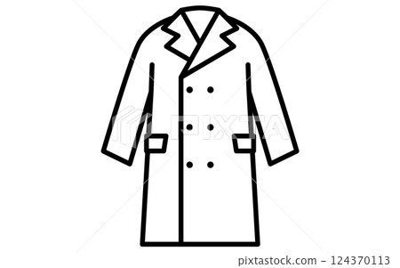切斯特外套,簡單的服裝線條圖示(黑色和白色) 切斯特外套,簡單的服裝線條圖示(黑色和白色) 124370113