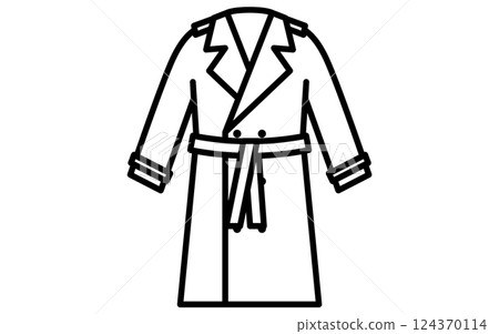 風衣,服裝的簡單線條圖示(黑白) 風衣,服裝的簡單線條圖示(黑白) 124370114