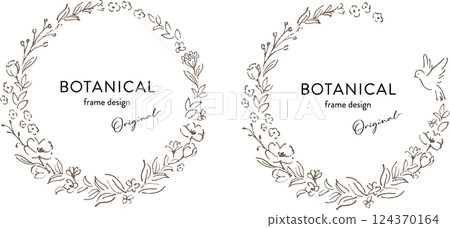 Natural floral hand-drawn illustration frame 124370164