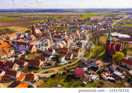 Aerial view of houses and nature of Prusice Aerial view of houses and nature of Prusice 124370358