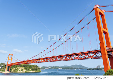 The beautiful vermilion Hirado Bridge in Hirado, Nagasaki Prefecture The beautiful vermilion Hirado Bridge in Hirado, Nagasaki Prefecture 124370380