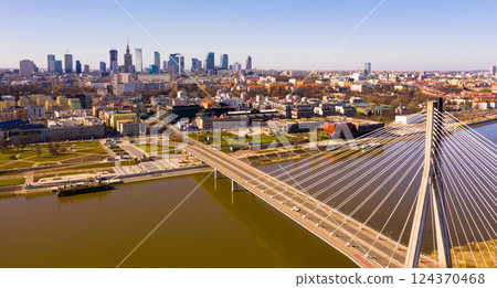 Warsaw cityscape with Swietokrzyski bridge Warsaw cityscape with Swietokrzyski bridge 124370468