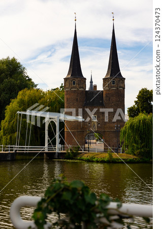 Oostpoort medieval Eastern Gate building, Delft, Netherlands 124370473