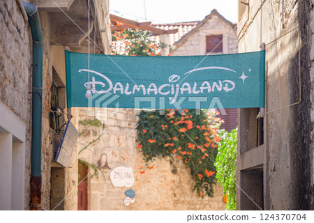 Jelsa old town on the Adriatic island of Hvar in the county of Split-Dalmatia in Croatia 124370704