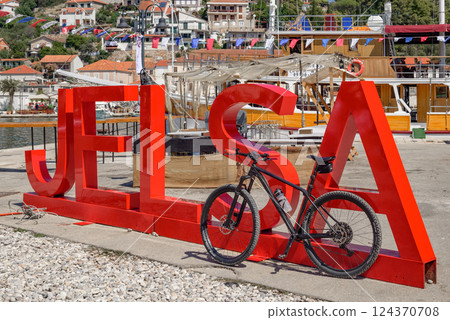 Jelsa old town on the Adriatic island of Hvar in the county of Split-Dalmatia in Croatia 124370708