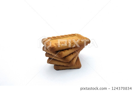Indian biscuits stacked over white background 124370834