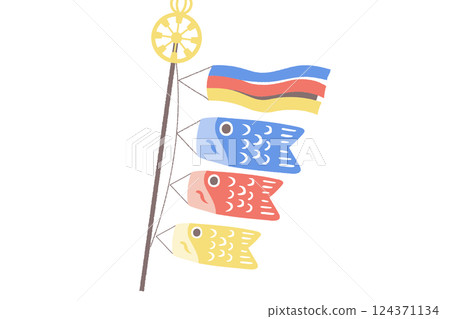 可愛鯉魚旗向量圖 124371134