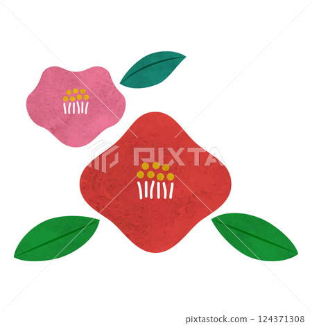 Watercolor camellia illustration 124371308