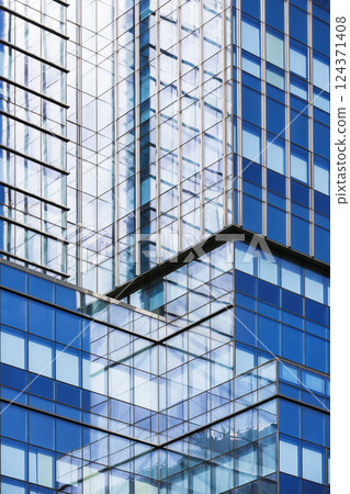 Architecture details Glass wall Modern building exterior Abstract futuristic background 124371408