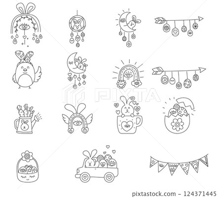 doodle groovy boho easter graphic in line style doodle groovy boho easter graphic in line style 124371445