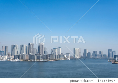View of Harumi Pier from Rainbow Bridge View of Harumi Pier from Rainbow Bridge 124371697