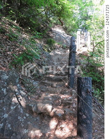 Hanno City's Tenranyama hiking trail (stairs on the rocks between the 16 Rakan statues and the summit) 124371725