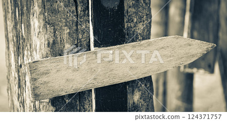 Colorful violet plain beach directional arrows on Ilha Grande Brazil. Colorful violet plain beach directional arrows on Ilha Grande Brazil. 124371757