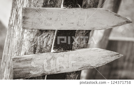 Sand beach surf relax colorful directional arrows Ilha Grande Brazil. Sand beach surf relax colorful directional arrows Ilha Grande Brazil. 124371758
