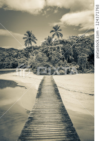Mangrove and Pouso beach with bridge island Ilha Grande Brazil. Mangrove and Pouso beach with bridge island Ilha Grande Brazil. 124371768