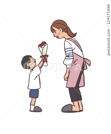 母親節送康乃馨的孩子 母親節送康乃馨的孩子 124371899