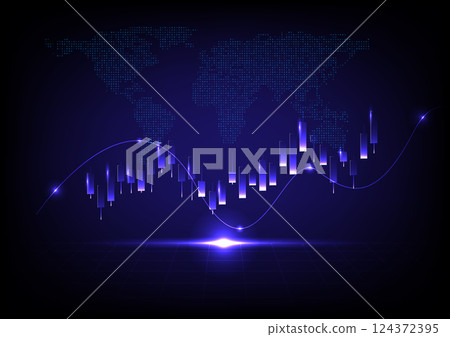 Stock market or forex trading graph and candlestick chart suitable for financial investment concept. Economy trends background for business idea and abstract finance background. Vector illustration. Stock market or forex trading graph and candlestick chart suitable for financial investment concept. Economy trends background for business idea and abstract finance background. Vector illustration. 124372395