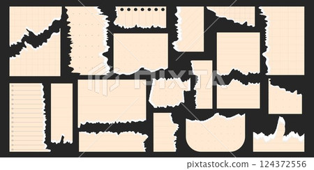 Set of beige decorative paper scraps 124372556
