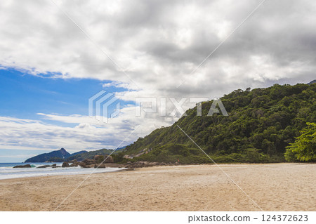 Praia Lopes Mendes beach on tropical island Ilha Grande Brazil. 124372623