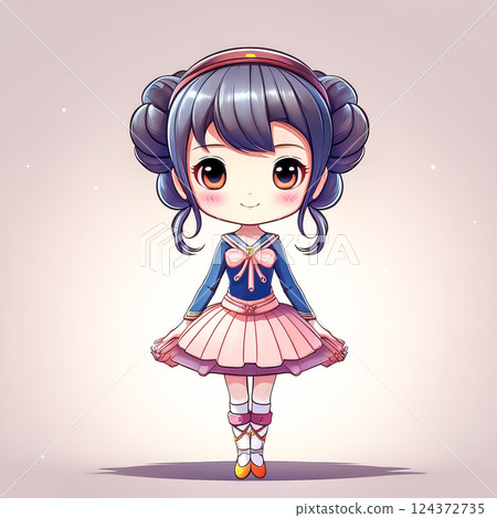 Chibi character ballerina girl illustration material 124372735