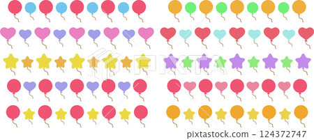 Colorful line illustration set of various balloons 124372747
