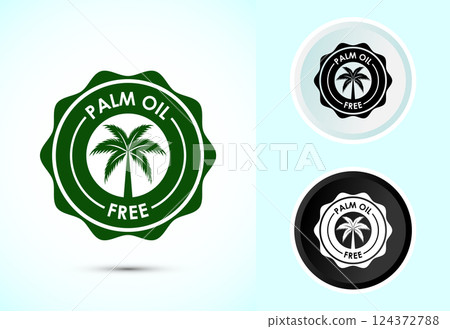 Palm oil free icon design illustration, No palm oil sign, healthy organic food, Color black and white 124372788