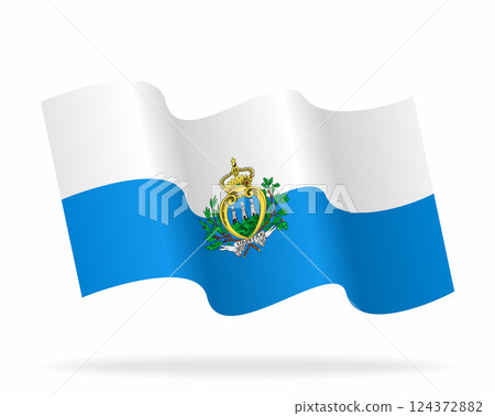 San Marino flag wavy background layout. Vector illustration. 124372882