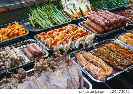 assortment of Vietnamese street food at Asian Night Market in Vietnam in Asia in Da Nang assortment of Vietnamese street food at Asian Night Market in Vietnam in Asia in Da Nang 124373071