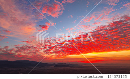 Aerial view of Stunning colorful cloud above unban village Aerial view of Stunning colorful cloud above unban village 124373155