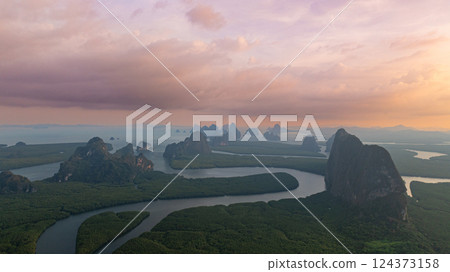 Aerial View of Heart shape island Aerial View of Heart shape island 124373158
